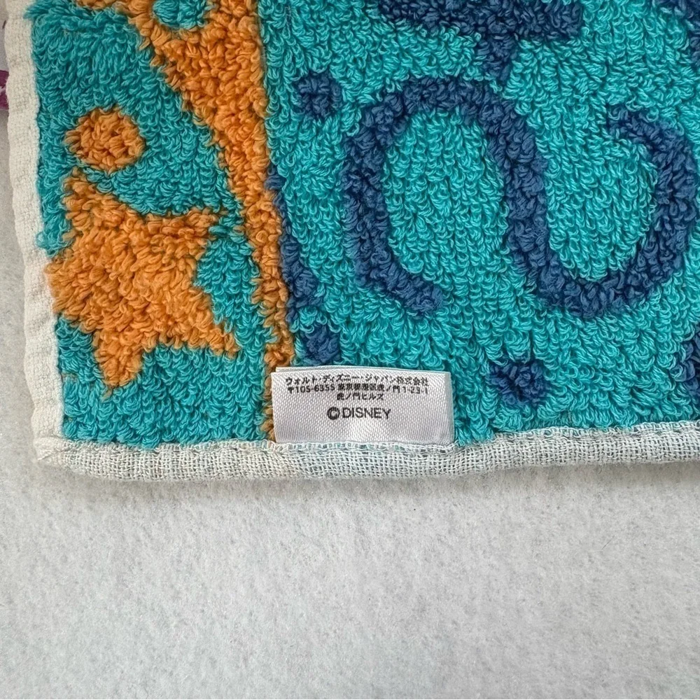 Set of 2 STITCH Small Hand Towels White Blue Disney Japan Floral Print